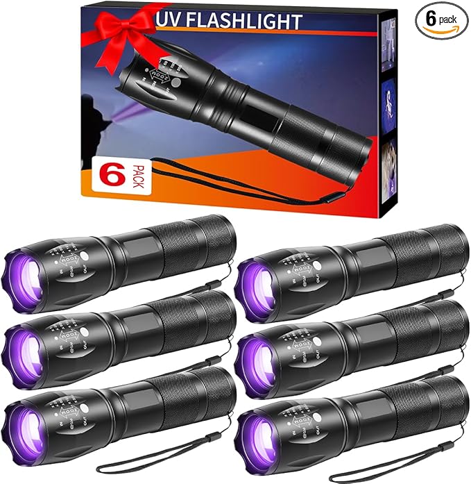 6Pack Small UV Flashlight Black Light, 395nm UV Light Flashlights, Portable LED by Staaricc