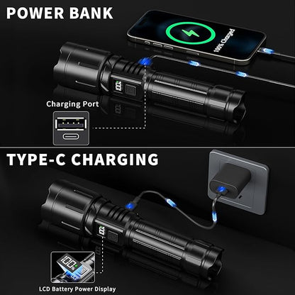 Rechargeable Flashlight 99000 High Lumens, LED Super Bright Flash Light - Image 6