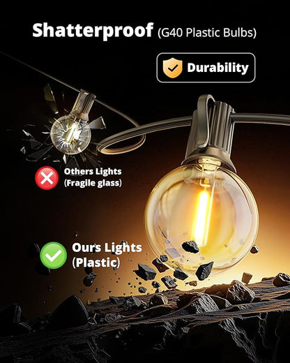 VIPAR Outdoor String Lights, 60FT 32 G40 Bulbs Patio Lights Outdoor Waterproof - Image 5