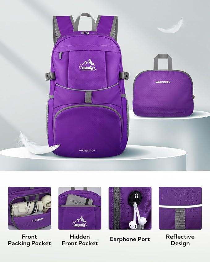 WATERFLY Hiking Packable Daypack Backpack: 35L Ultra Lightweight Day Pack - Image 4