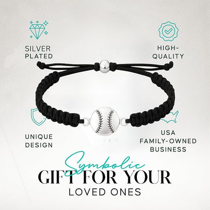 Sportybella - Baseball Bracelet, Baseball Jewelry, Adjustable Braided Baseball - Image 2