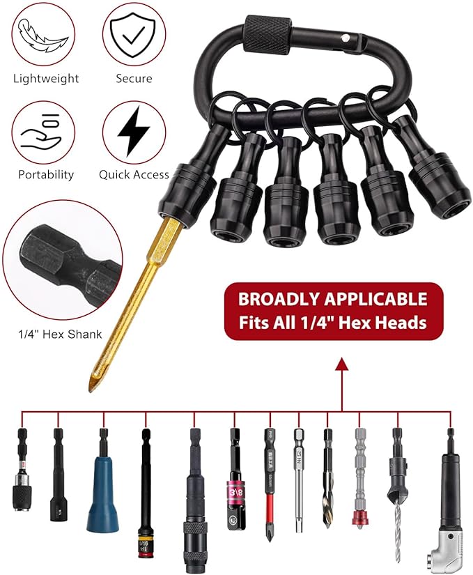 katerk 6pcs Bit Holder with Carabiner Socket - Image 2