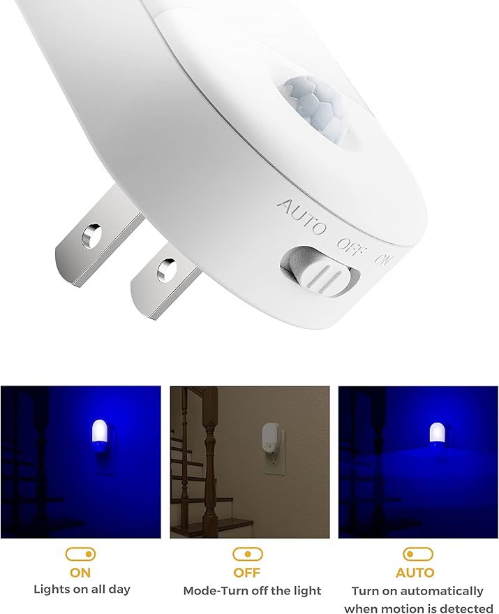 Blue Night Light Plug in, LOHAS Motion Sensor Blue LED Night Lights Plug Into - Image 5