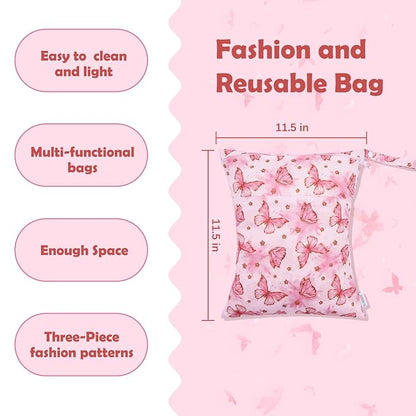 ALVABABY 3pcs Cloth Diaper Wet Dry Bags Waterproof Reusable - Image 2