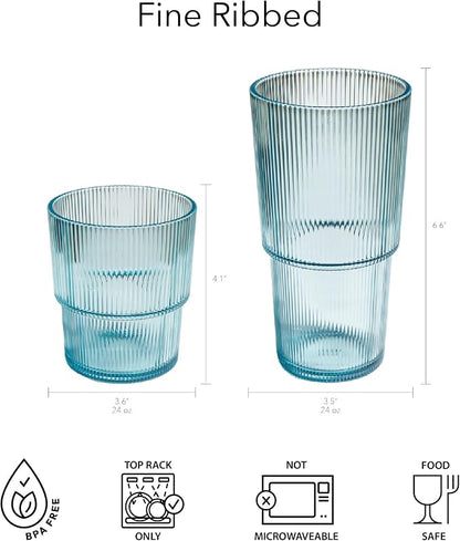Fine Ribbed Acrylic Drinking Glass - Image 3