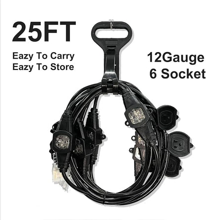 25FT Power Extension Cord 3 Prong, 16 Gauge SJTW 5-15R Cable Male Plug to - Image 2