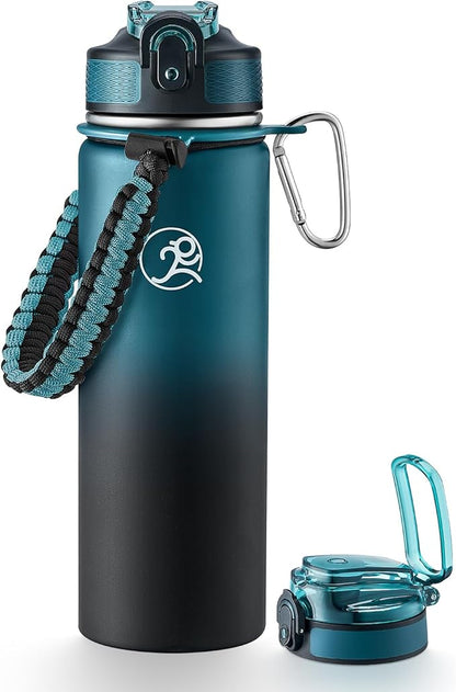 GOSWAG Insulated Sports Water Bottle, 24oz 2 Lids, Stainless Steel Water Bottles by GOSWAG