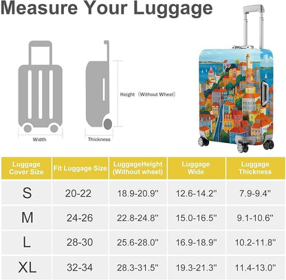 ANNA QUEEN Mediterranean Town Luggage Cover, Coastal City Suitcase Protector - Image 4