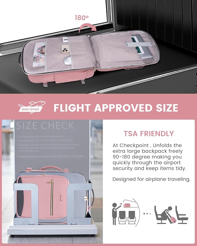 LOVEVOOK 40L Travel Backpack for Women & Men, Airline Approved Carry On Luggage - Image 2