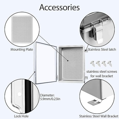 LeMotech Electrical Box, IP67 Waterproof Hinged Clear Cover Stainless Steel - Image 4