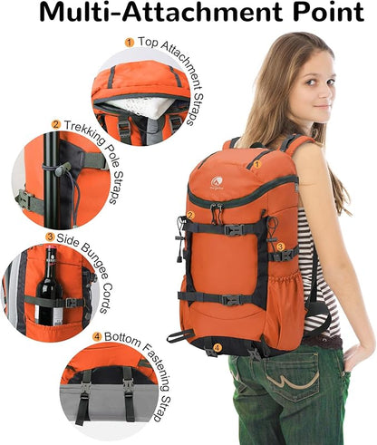 30L Skateboard Backpack for Men Women, Waterproof Hiking Backpack - Image 4