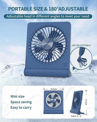 Small Desk Fan, Rechargeable USB Fan Battery Operated, Ultra Quiet, Strong Wind - Image 2