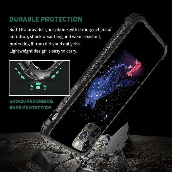 for iPhone 11 Pro Max Case, Galaxy Fox Wolf Pattern Graphic Design Girl Boy - Image 7