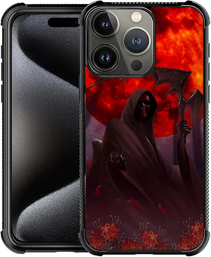 for iPhone 16 Pro Max Case, Death by The Red Moon Pattern Graphic Design Girl by FKBRCL4U