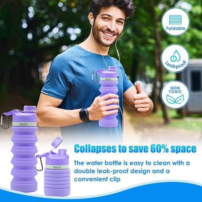 ONTA Collapsible BPA Free Silicone Water Bottle, 20oz - Image 2