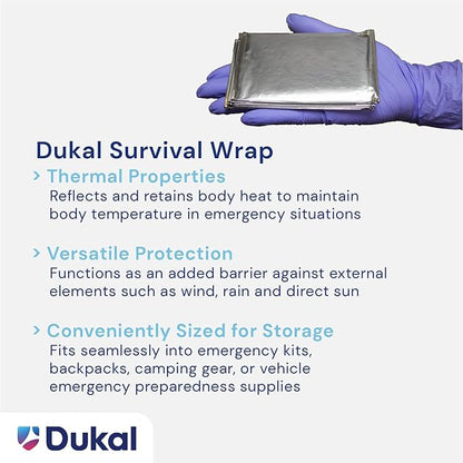 Dukal 721 Emergency Survival Blanket Mylar Wrap | Thermal Properties, - Image 3
