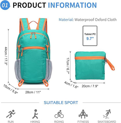 Hiking Daypack Packable, Camping Backpack Water Resistant Lightweight Polyester - Image 2