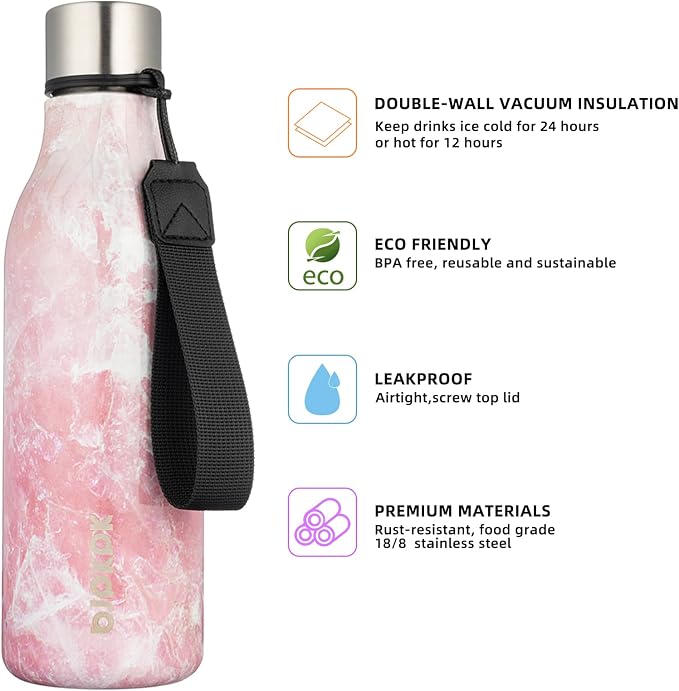 BJPKPK Insulated Water Bottles, 18 oz Stainless Steel Metal Water Bottle - Image 2