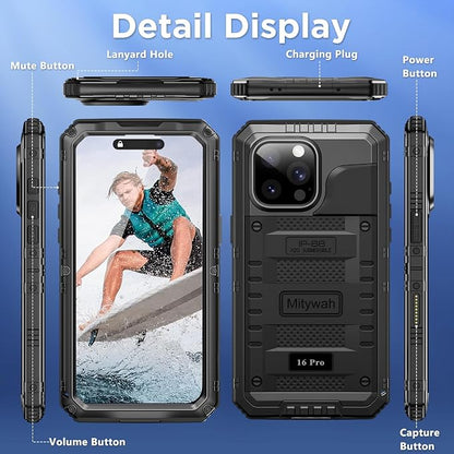 Mitywah Waterproof Case for iPhone 16 Pro, Shockproof Heavy Duty Case - Image 7