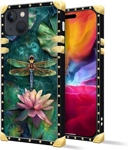 Compatible with iPhone 15 Case, Colourful Dragonfly Pink Lily Pads Luxury - Image 2