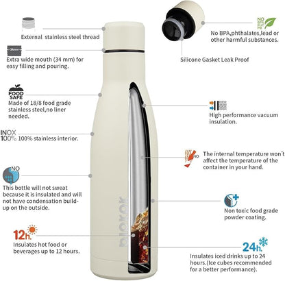 BJPKPK 17oz Insulated Water Bottles Stainless Steel Sports Water Bottles Keep - Image 3