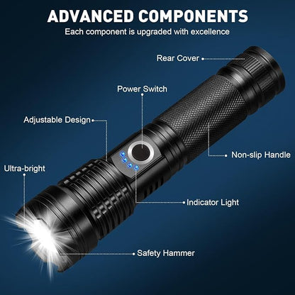 Rechargeable LED Flashlight, 000 High Lumens Super Bright Flashlight, 5 Modes - Image 8