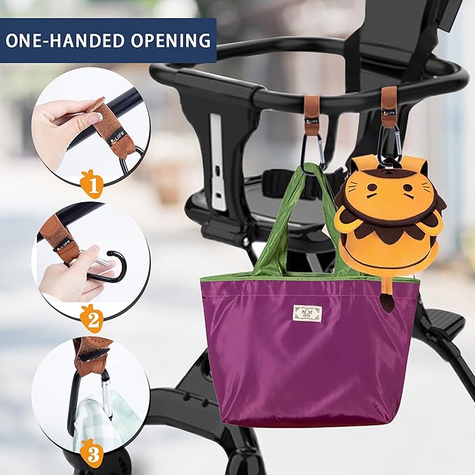 4 Pack Baby Stroller Hooks for Hanging | Multipurpose Stroller Straps - Image 2