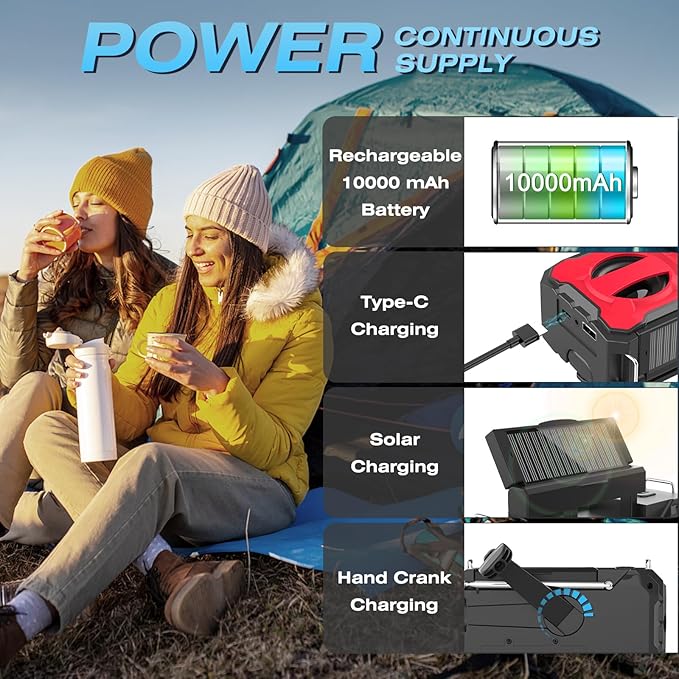 NITIGO 10000mAh Emergency Radio, NOAA Weather Radio - Image 4