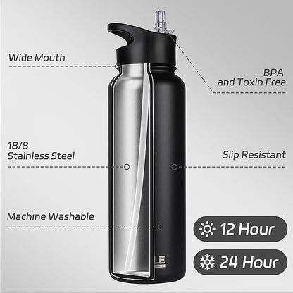 HASLE OUTFITTERS 40oz Stainless Steel Water Bottle, Vacuum Insulated Double - Image 2