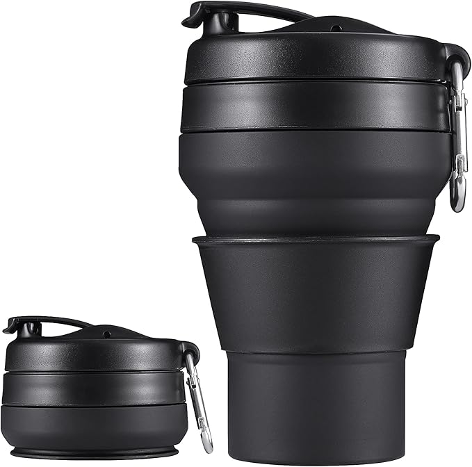 Collapsible Cup for Traveling, 20 OZ 600ml Large Silicone Folding Camping Mug by EASYXQ