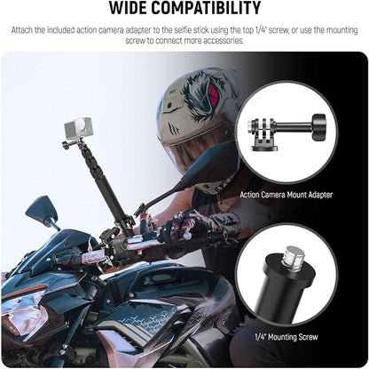 NEEWER Motorcycle Camera Mount Kit, Bicycle Handlebar Invisible Selfie Stick - Image 3