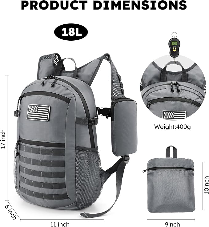 Small 20L Foldable Hiking Daypack - Image 4