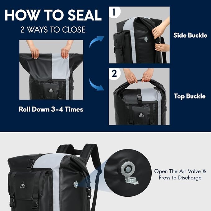 Haimont 100L Waterproof Backpack Large Roll Top Dry Backpacks Marine Dry Bags - Image 3