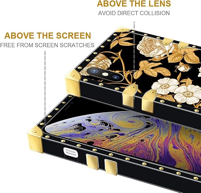 Compatible with iPhone Xs Max Case, Blooming Rose Golden Flower Luxury Golden - Image 7