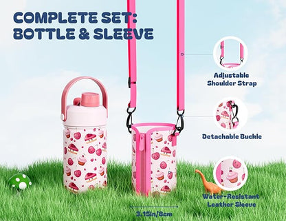 12 oz Insulated Water Bottle for Kids: 2-in-1 Straw Spout Lid, Spill-proof - Image 3