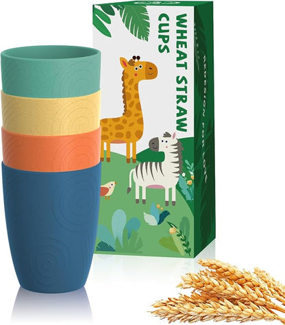 Homienly Plastic Cups Alternative Wheat Straw Drinking Glasses 4-Pack | 12 oz by HOMIENLY