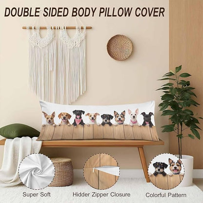 Dog Rectangle Body Pillow Covers Cute Puppy Dogs 20"X54" Couch Body Pillow - Image 4