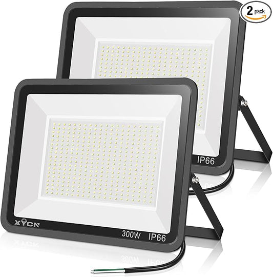 XYCN 2 pack 300W LED Flood Light, Super Bright 42, 500LM 5000K Daylight IP66 by XYCN