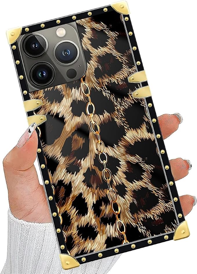 Compatible with iPhone 14 Pro Max Case, Seamless Gold Chain Leopard Luxury - Image 5