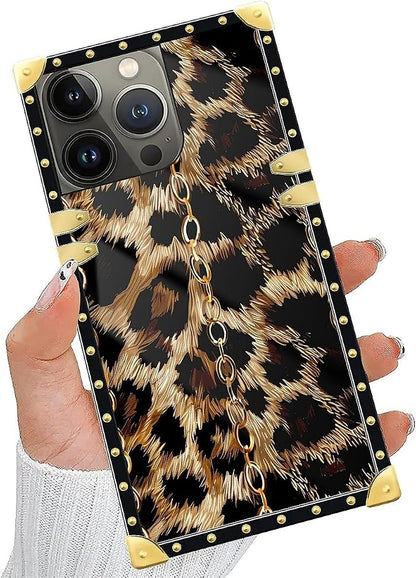 Compatible with iPhone 14 Pro Max Case, Seamless Gold Chain Leopard Luxury - Image 5