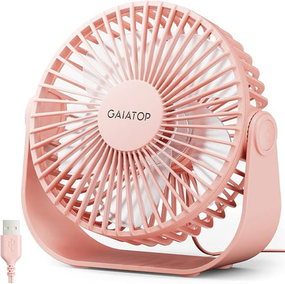 Gaiatop USB Desk Fan, 3 Speeds Strong Airflow, 5.5 Inch Portable 90° Rotate by GAIATOP