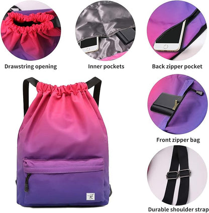Waterproof Drawstring Bag, Gym Bag Sackpack Sports Beach Backpack - Image 3