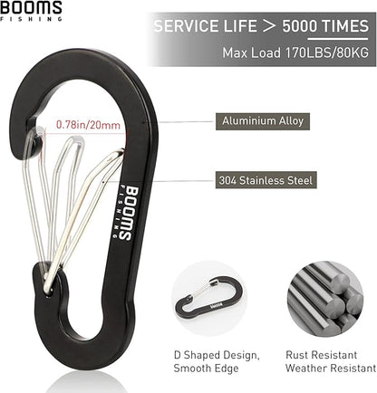 Booms Fishing CC5 Multi-Use Carabiner Clips, 10 Pack 2.7" Small Caribeener Clips - Image 2