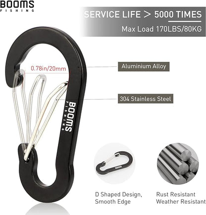 Booms Fishing CC5 Multi-Use Carabiner Clips, 10 Pack 2.7" Small Caribeener Clips - Image 2