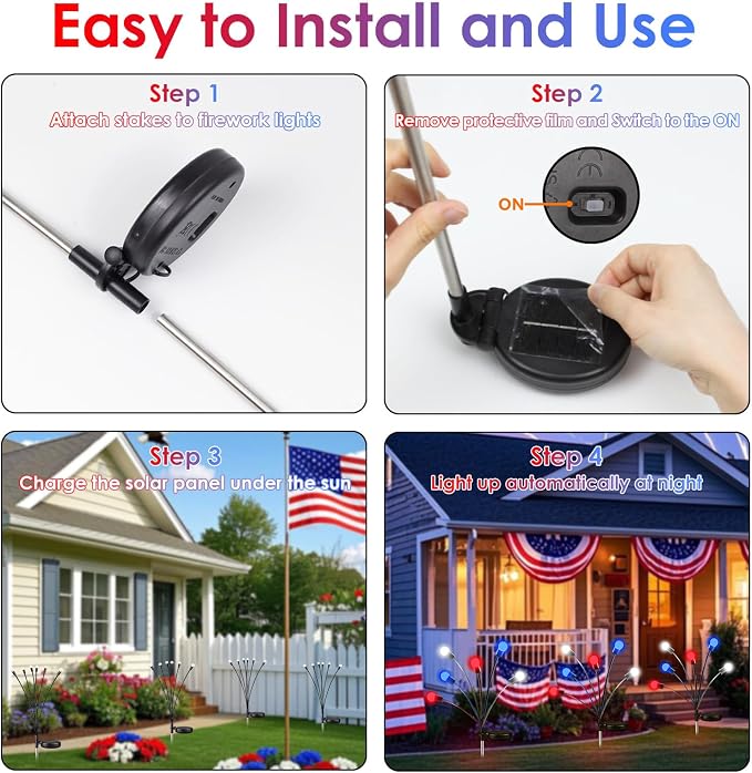 OZS 4pack Solar American Flag Lights - Image 7