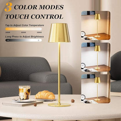 Kakanuo Cordless Table Lamp Rechargeable Gold - Image 2