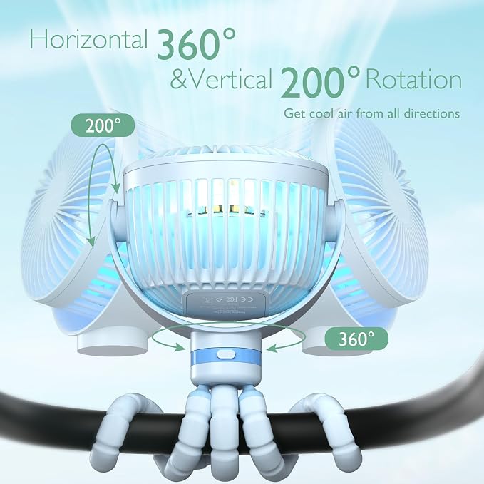 Momcozy 8000mAh Portable Stroller Fan, 27H Ultra-long Battery Life Detachable 4 - Image 7