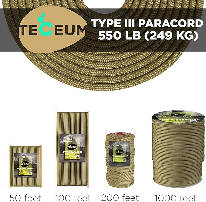 TECEUM Reflective Paracord Rope 1000 – 1000ft/200ft/100ft/50ft – 40+ Colors – - Image 9