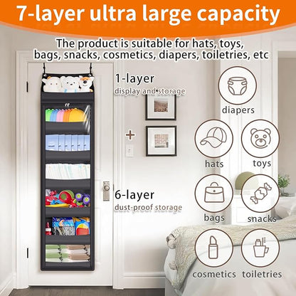Toread 7-Layer Door-Mounted Baseball Cap Organizer, Dust-Proof Hat Rack Holds - Image 6