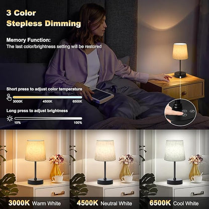 Wowag Small Cordless Table Lamp, 5000mAh Rechargeable Battery Operated Desk Lamp - Image 2